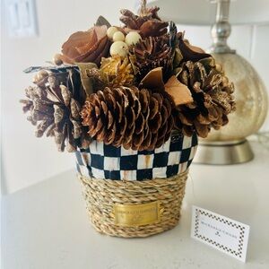 Mackenzie-Childs Pinecone Basket with Checkered Design